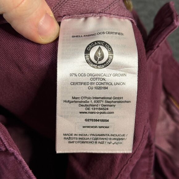 Marc O'Polo Pants Mens 34x34 Red Modern Vernik Slim Straight Fit Stretch Chinos - Picture 6 of 16